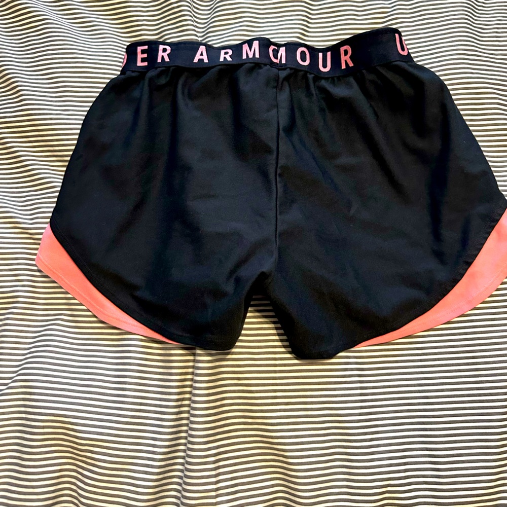 Underarmour athletic shorts with pink accent
